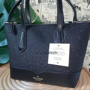 NWT Kate Spade New York Lola Glitter Satchel Black